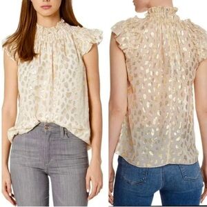 Rebecca Taylor Metallic Leopard Print Silk Blouse